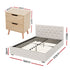 Artiss Double Bed Frame with Storage and Bedside Table Set Tufted Linen Gas Lift Bed Base and 2-Drawer Nightstand
