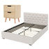 Artiss Double Bed Frame with Storage and Bedside Table Set Tufted Linen Gas Lift Bed Base and 2-Drawer Nightstand