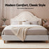 Queen Bed Frame with Storage Scalloped Velvet Headboard Wooden Platform Base
