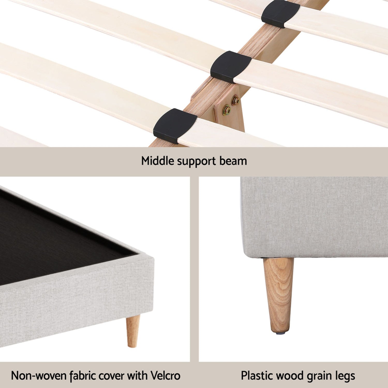 Queen Bed Frame with Storage Scalloped Velvet Headboard Wooden Platform Base