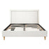 Queen Bed Frame Platform Bed Base Upholstered Headboard Linen Fabric Beige