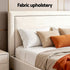 Queen Bed Frame Platform Bed Base Upholstered Headboard Linen Fabric Beige