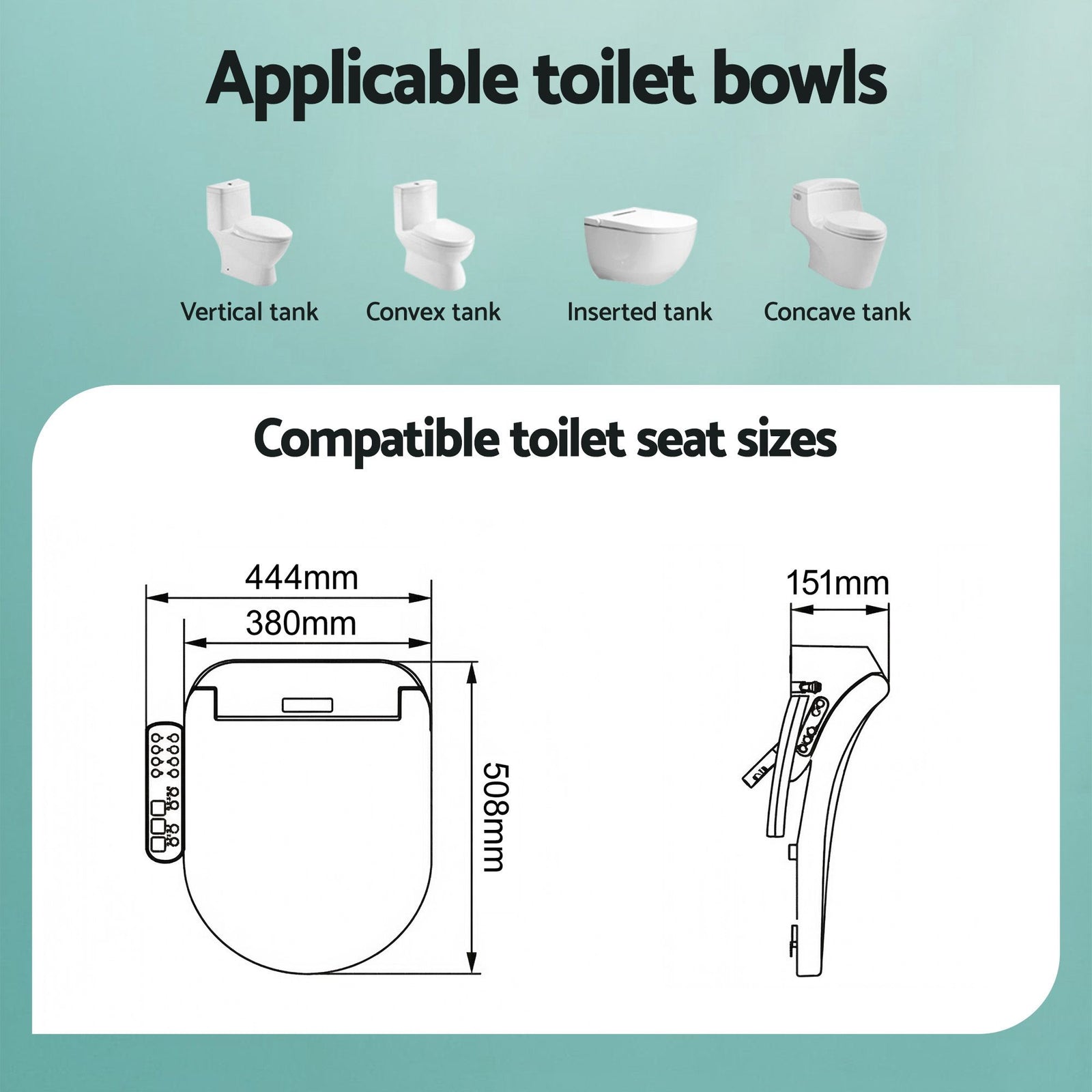 Smart Electric Bidet Toilet Seat Cover D-Shape SIAA Material Certified
