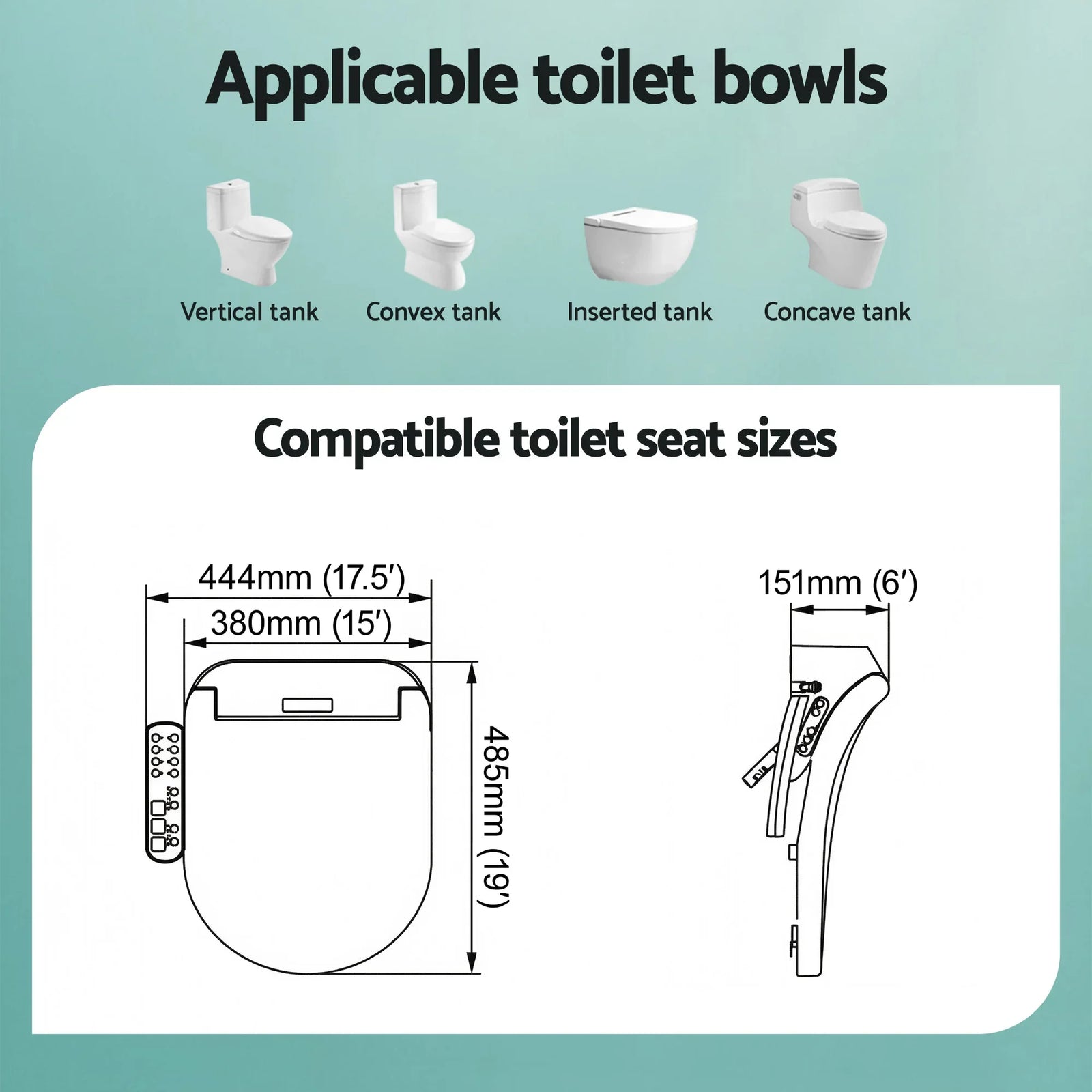 Smart Electric Bidet Toilet Seat Cover D-Shape SIAA Material Certified
