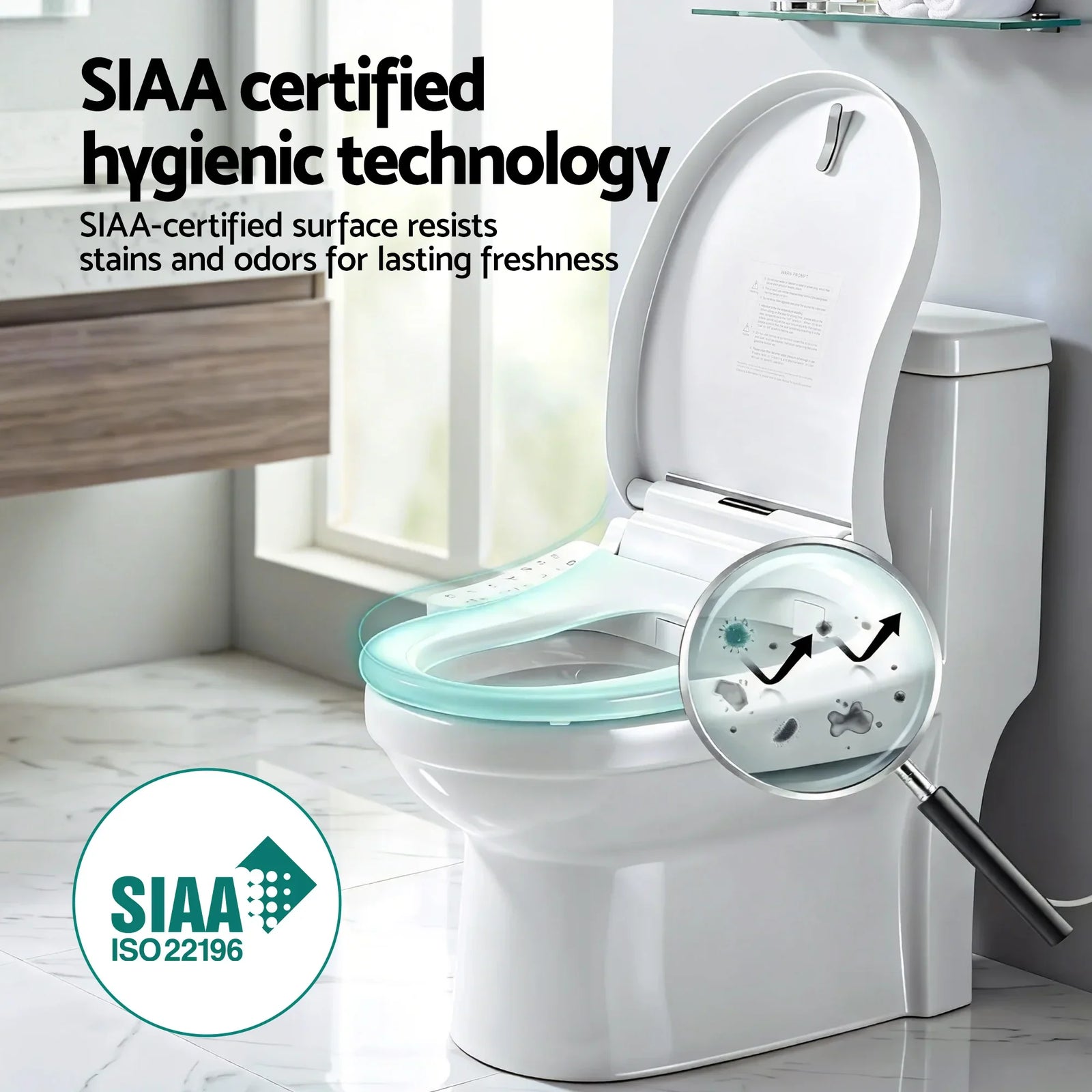 Smart Electric Bidet Toilet Seat Cover D-Shape SIAA Material Certified