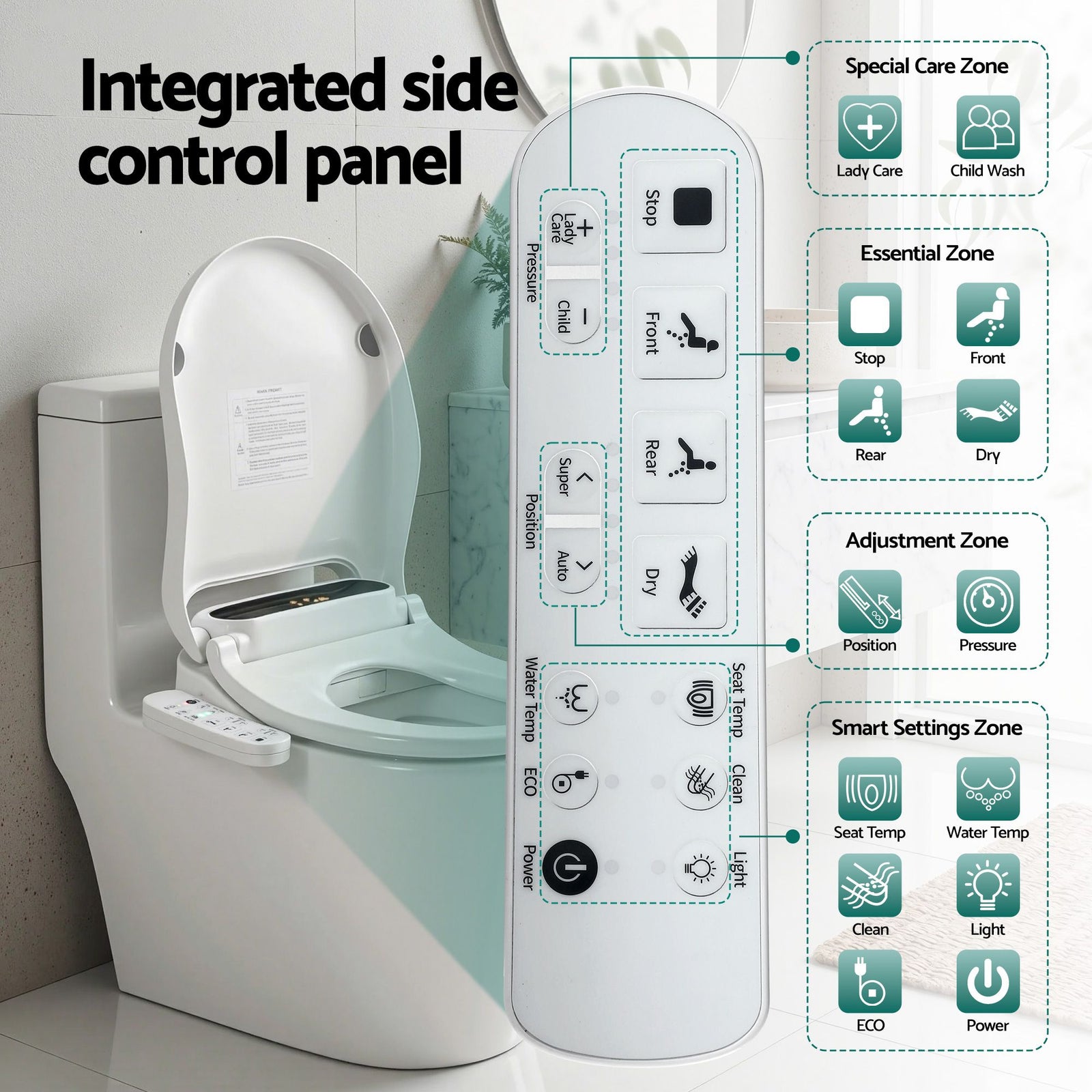 Smart Electric Bidet Toilet Seat LED Display Heated Dryer WaterMark