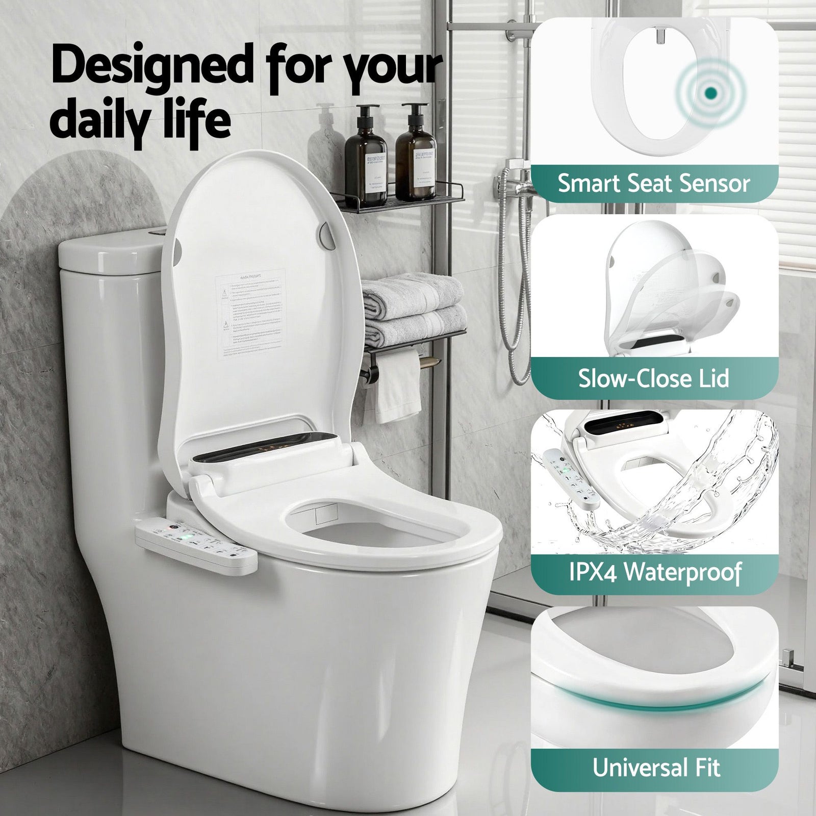 Smart Electric Bidet Toilet Seat LED Display Heated Dryer WaterMark