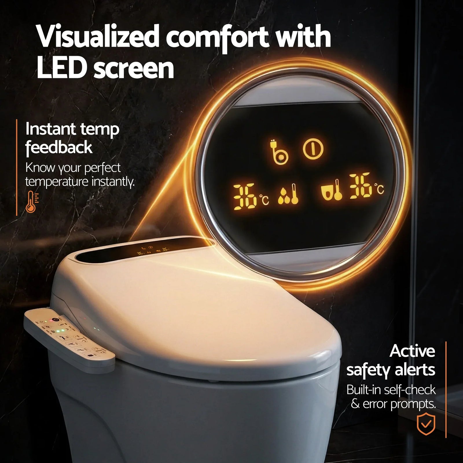 Smart Electric Bidet Toilet Seat LED Display Heated Dryer WaterMark