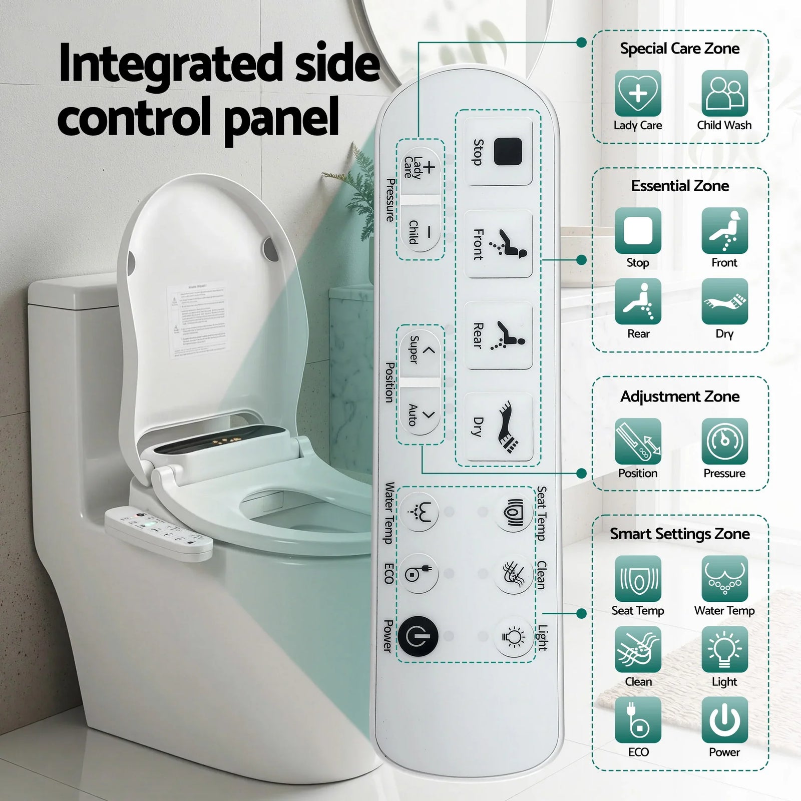 Smart Electric Bidet Toilet Seat LED Display Heated Dryer WaterMark