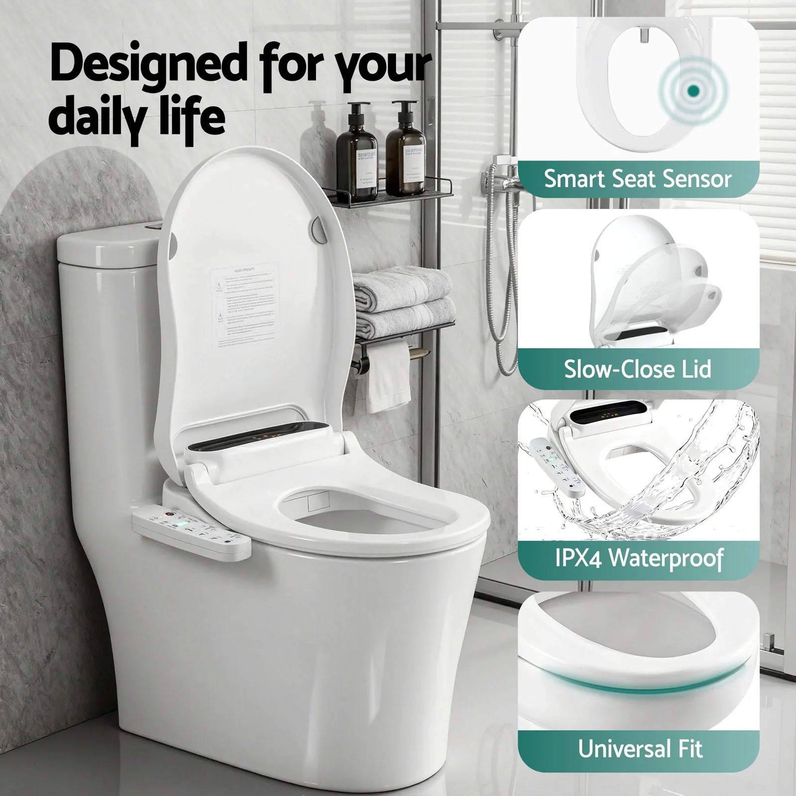 Smart Electric Bidet Toilet Seat LED Display Heated Dryer WaterMark