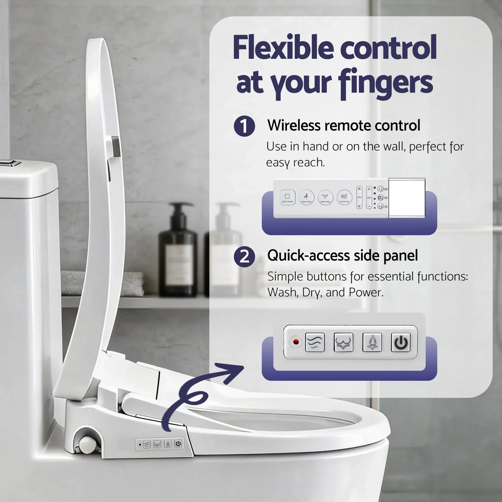 Smart Electric Bidet Toilet Seat Wireless Remote Heated Dryer Auto Wash