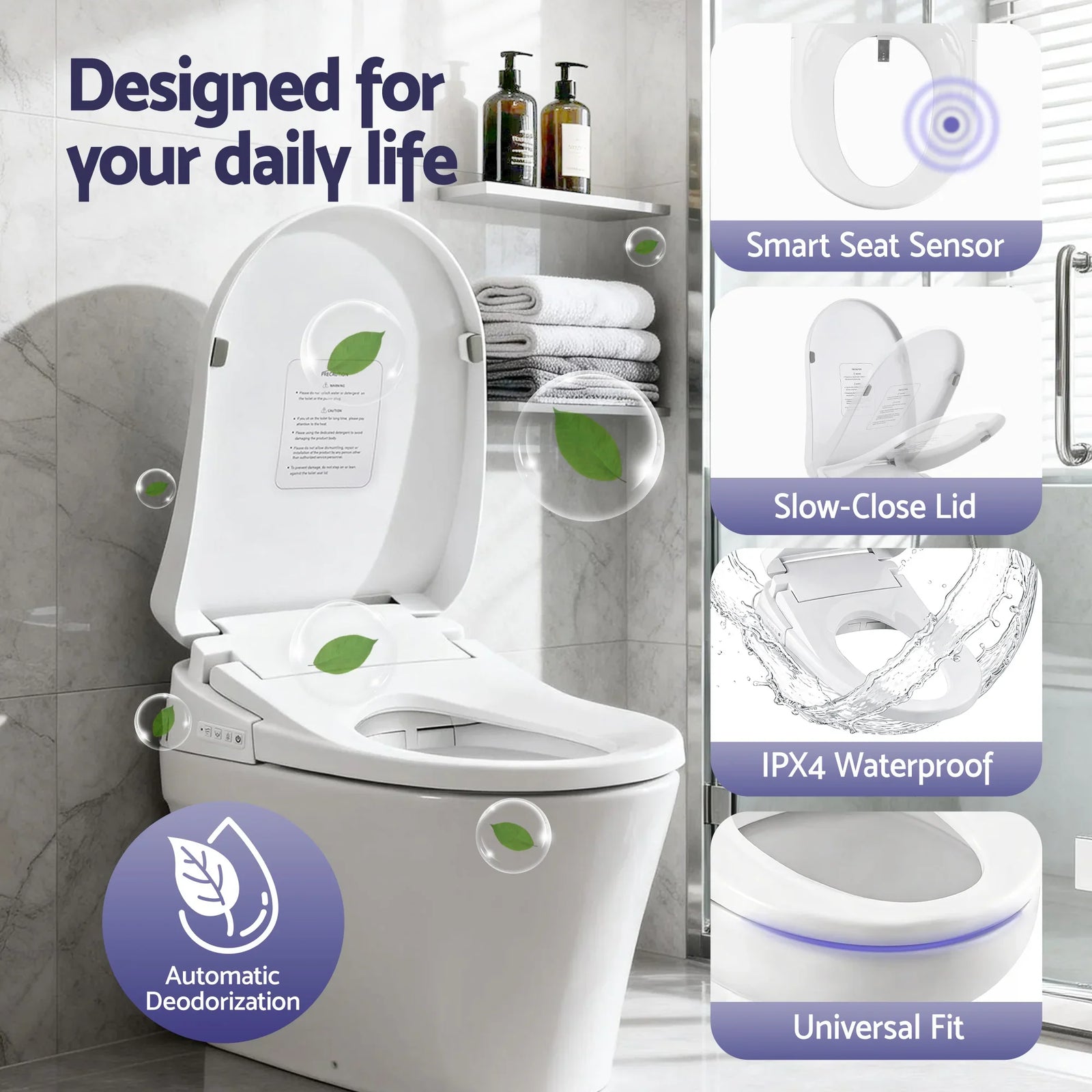 Smart Electric Bidet Toilet Seat Wireless Remote Heated Dryer Auto Wash