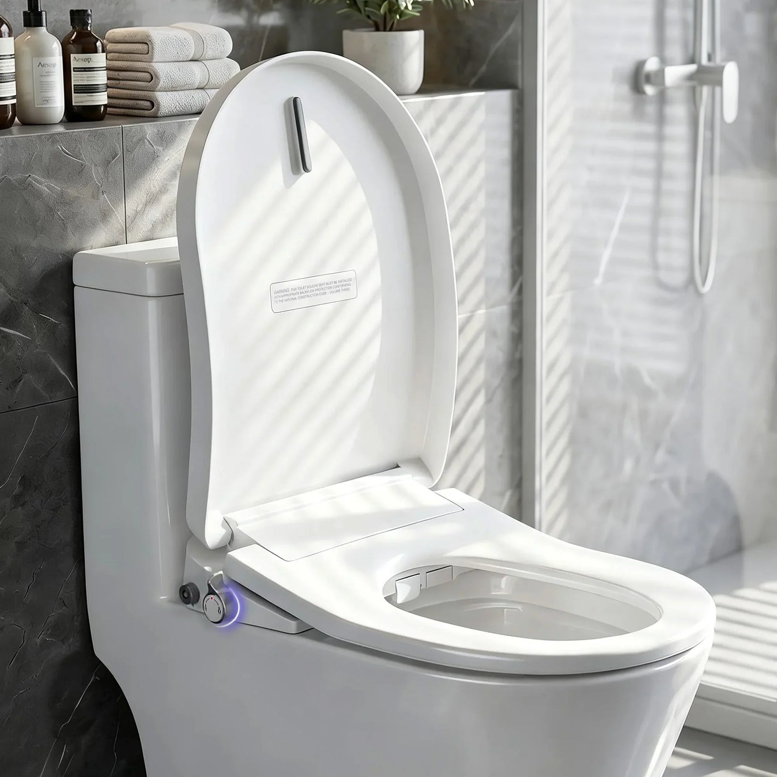 Electric Bidet Toilet Seat Washing Without Power Heated D-Shape Air Dryer