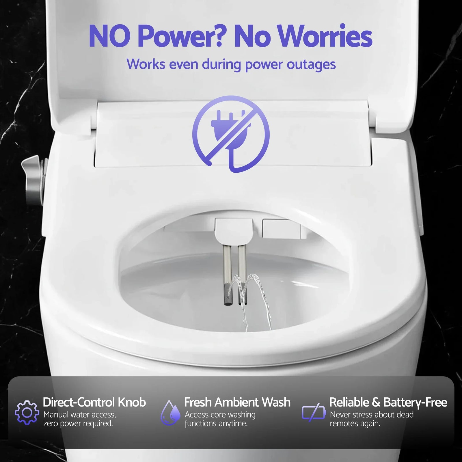 Electric Bidet Toilet Seat Washing Without Power Heated D-Shape Air Dryer