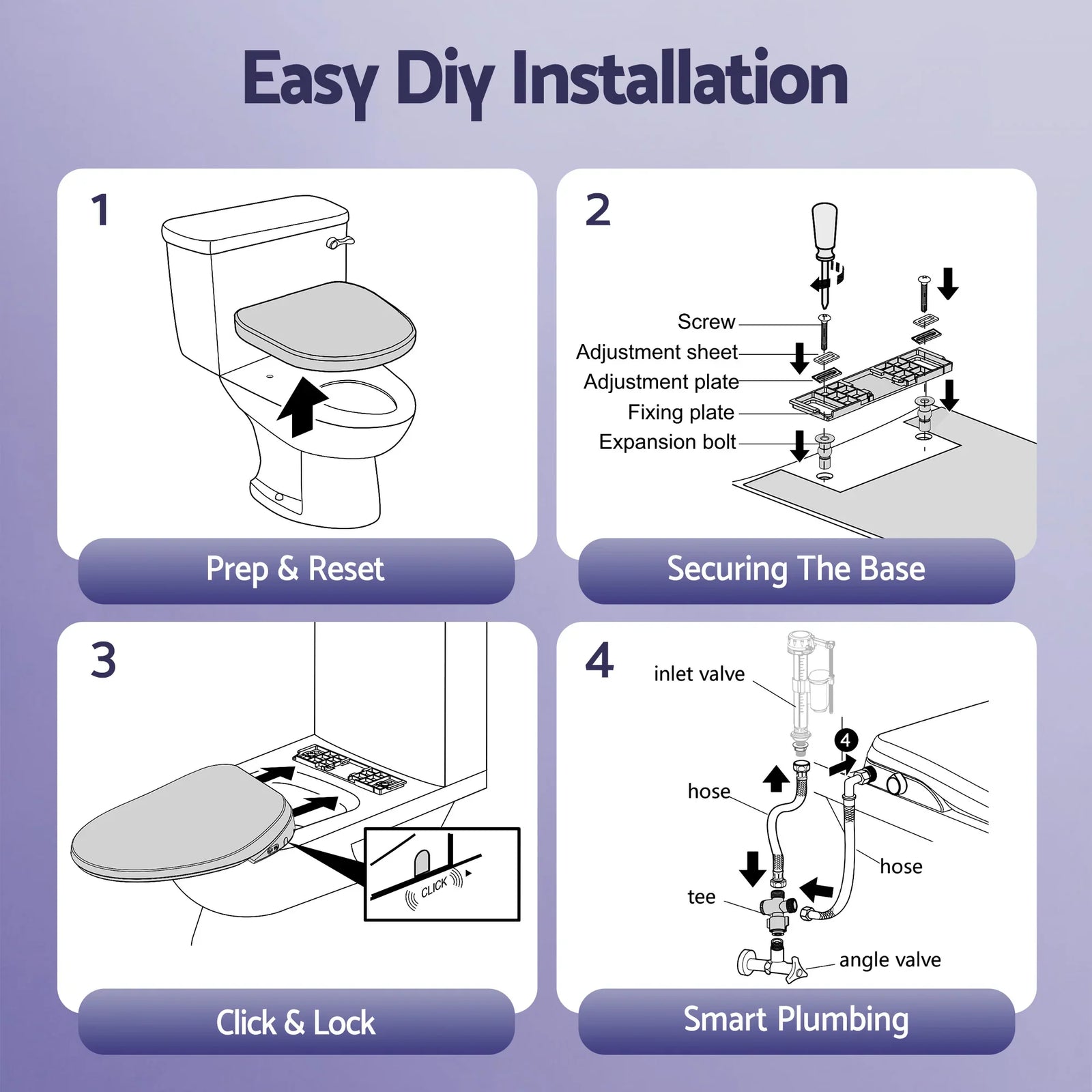 Electric Bidet Toilet Seat Washing Without Power Heated D-Shape Air Dryer