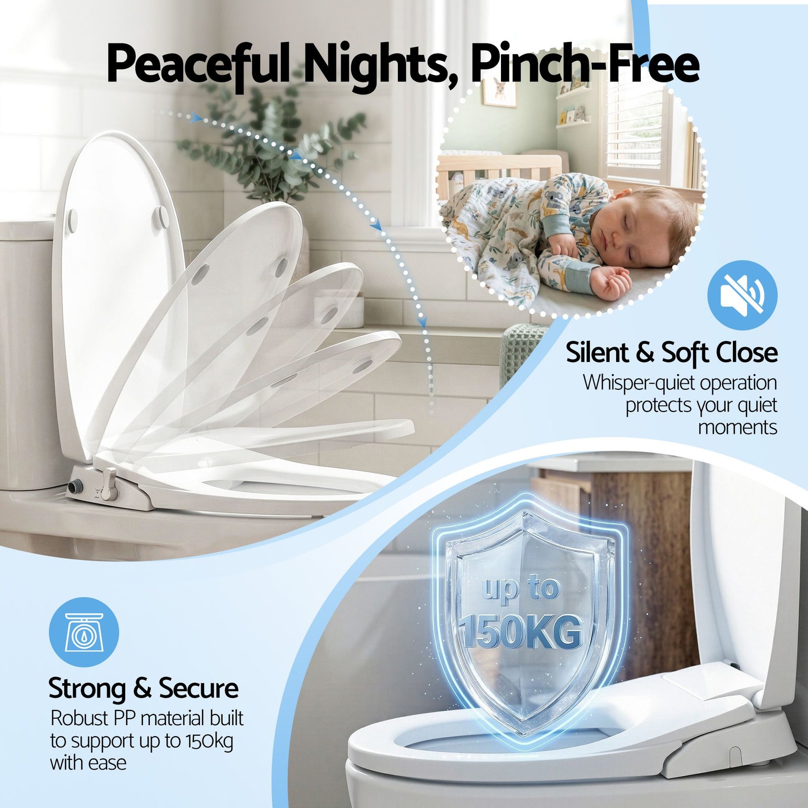 Non Electric Bidet Toilet Seat O-Shape Dual Nozzle Soft Close WaterMark DIY