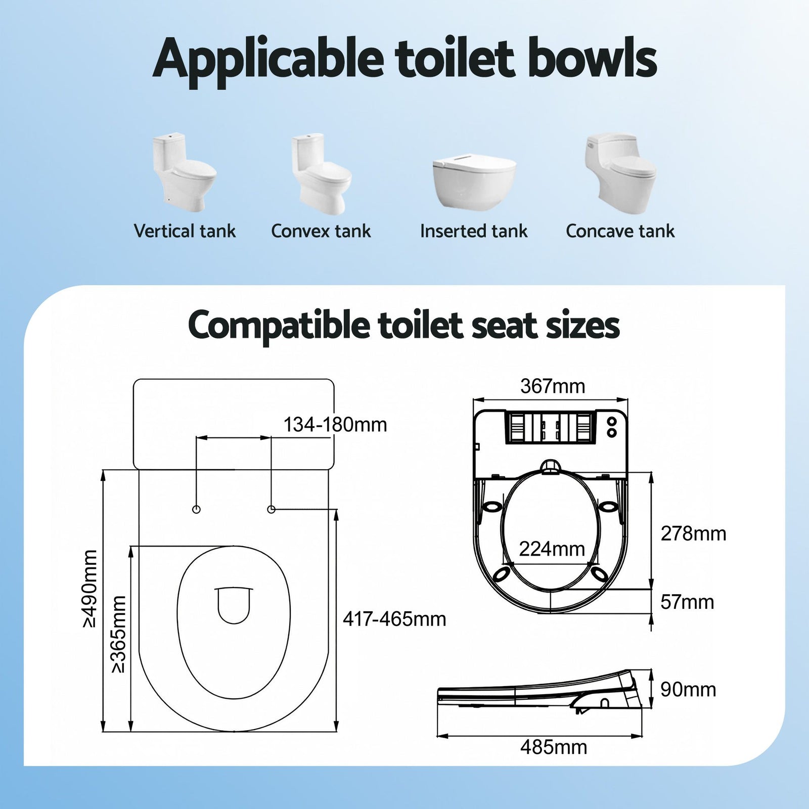 Non Electric Bidet Toilet Seat D-Shape Dual Nozzle Soft Close WaterMark DIY