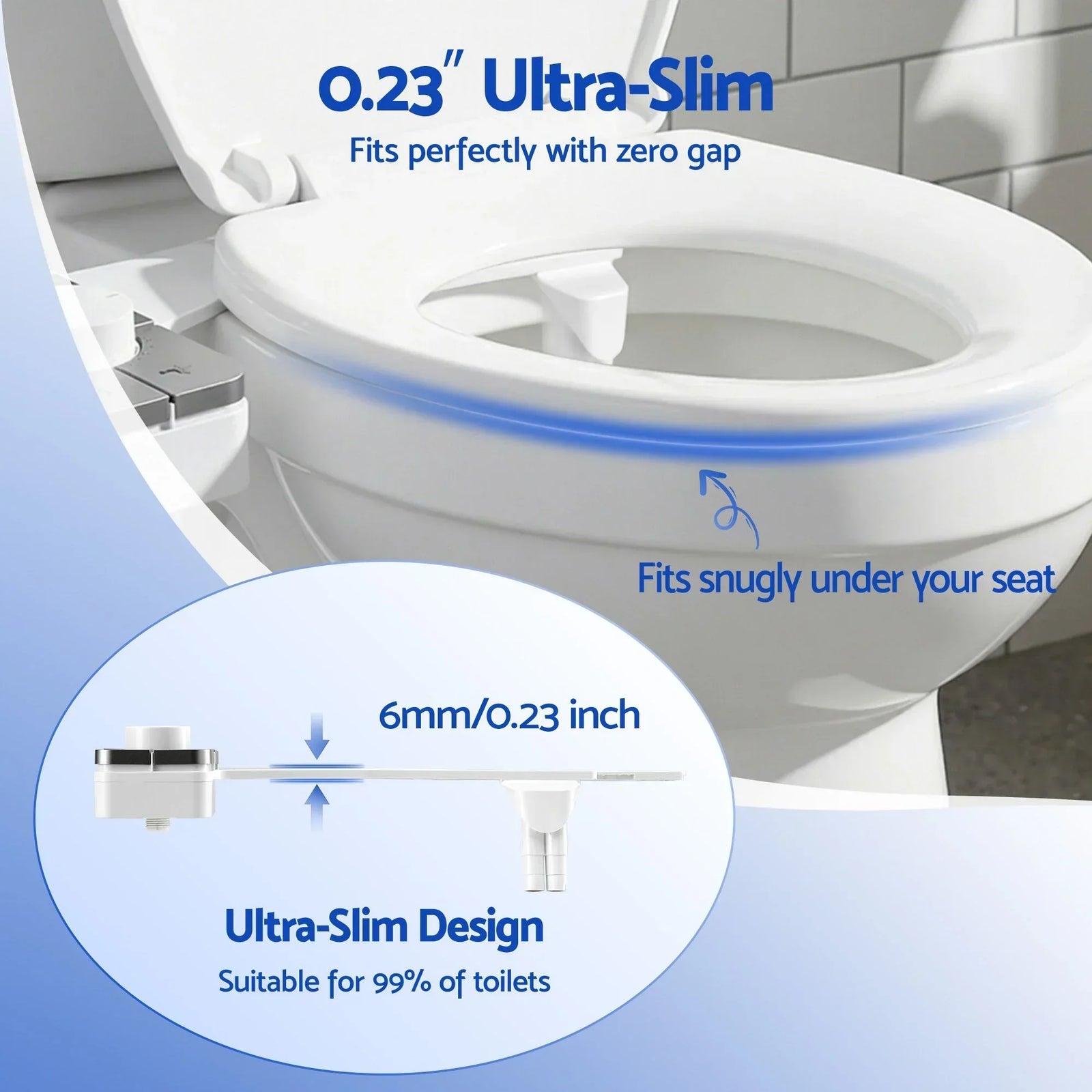 Ultra‑Slim Bidet Attachment – Detachable Body, Dual Wash Modes, White