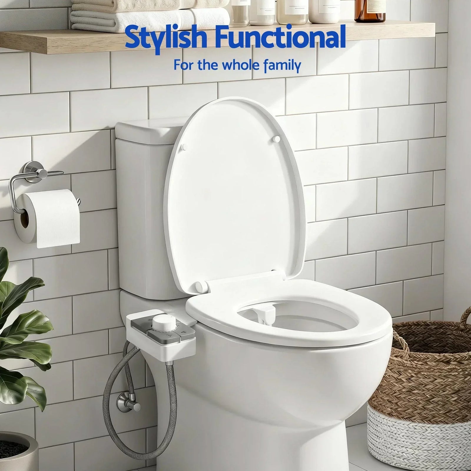 Ultra‑Slim Bidet Attachment – Detachable Body, Dual Wash Modes, White