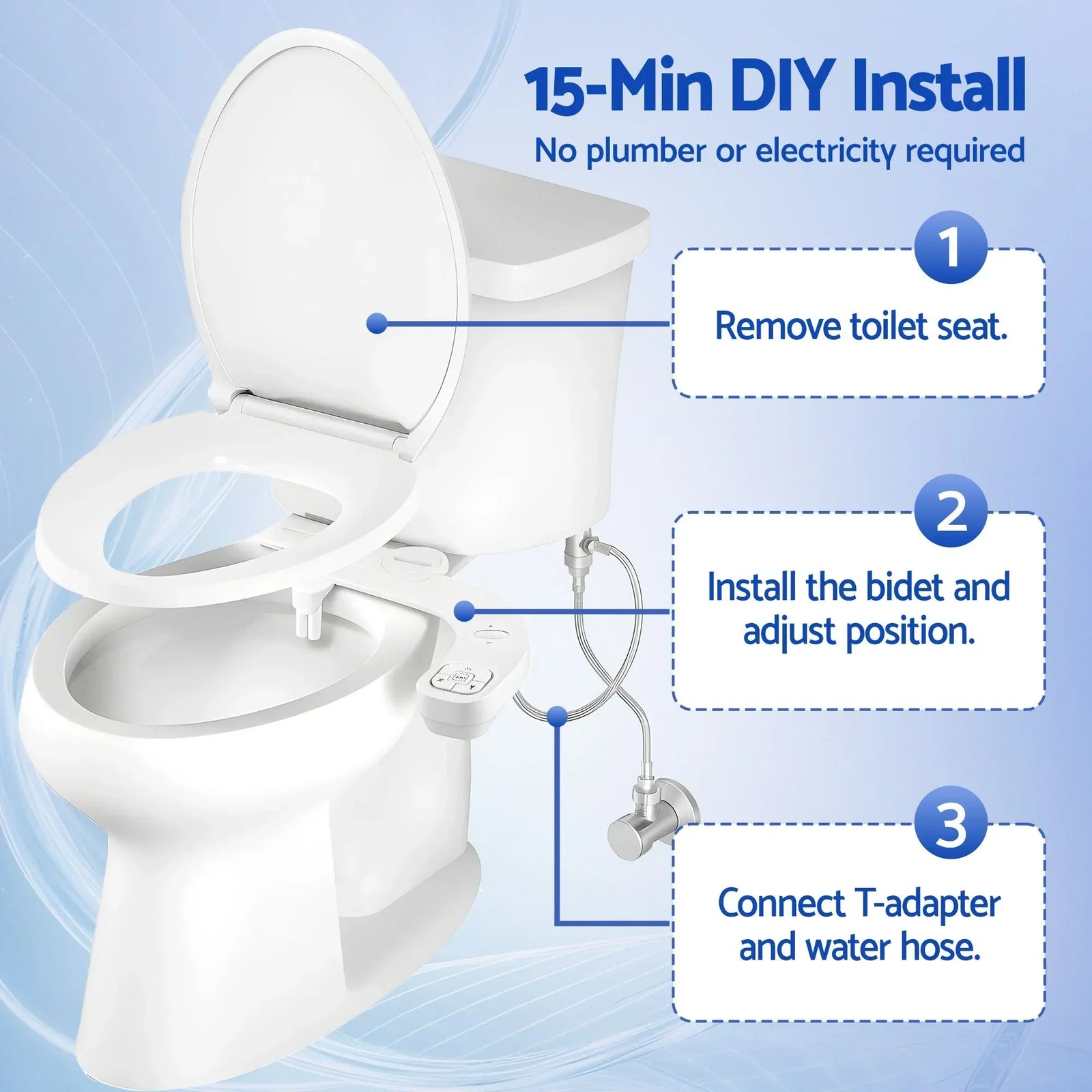 Ultra‑Slim Bidet Attachment – Detachable Body, Dual Wash Modes, White
