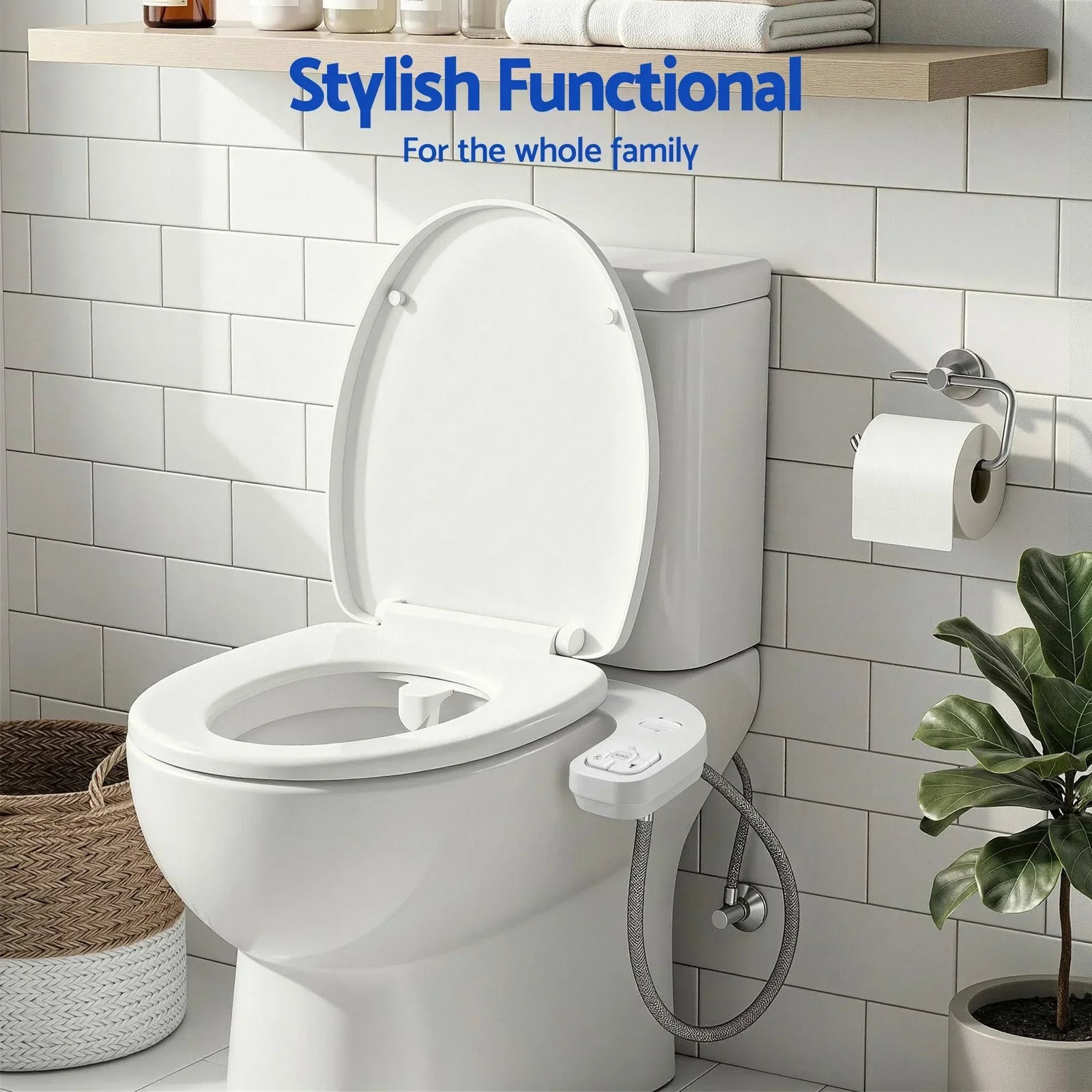 Ultra‑Slim Bidet Attachment – Detachable Body, Dual Wash Modes, White