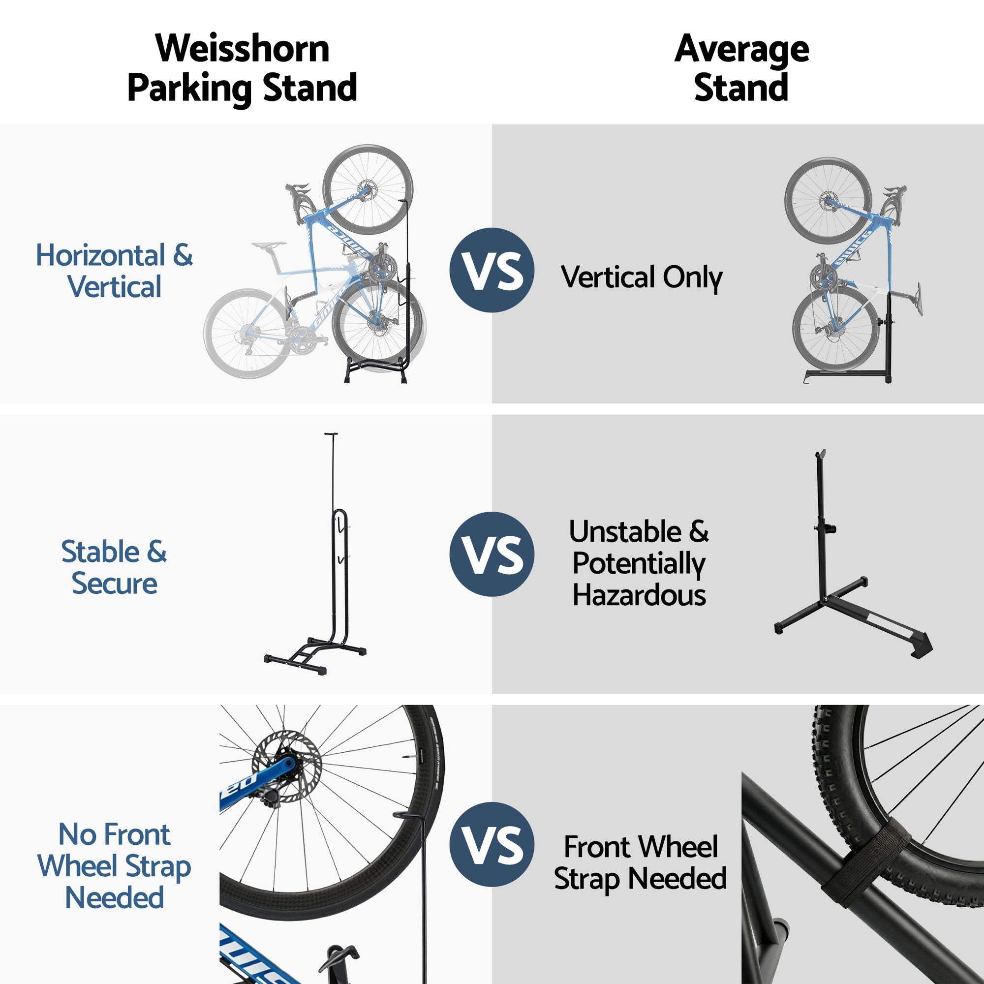 4-in-1 Bike Parking Stand Vertical Floor Storage Rack for 24"-27.5" Bicycles, Adjustable Height Repair Maintenance Stand, Stable Indoor Garage Space Saver with Non-slip Rubber Feet