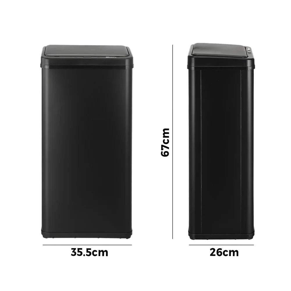 Oikiture 50L Motion Sensor Bin Automatic Rubbish Trash Can Black