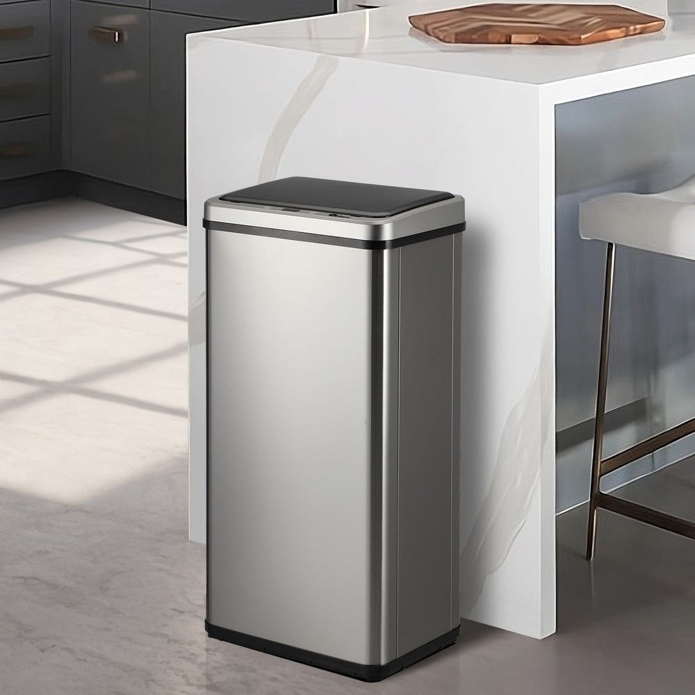Oikiture Automatic Motion Sensor Bin 50L Silver