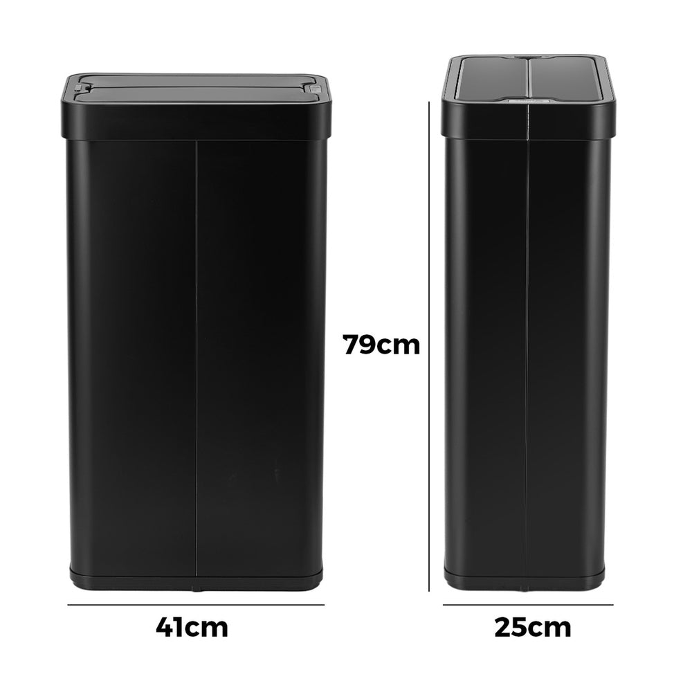 75L Motion Sensor Bin Stainless Steel Automatic Black