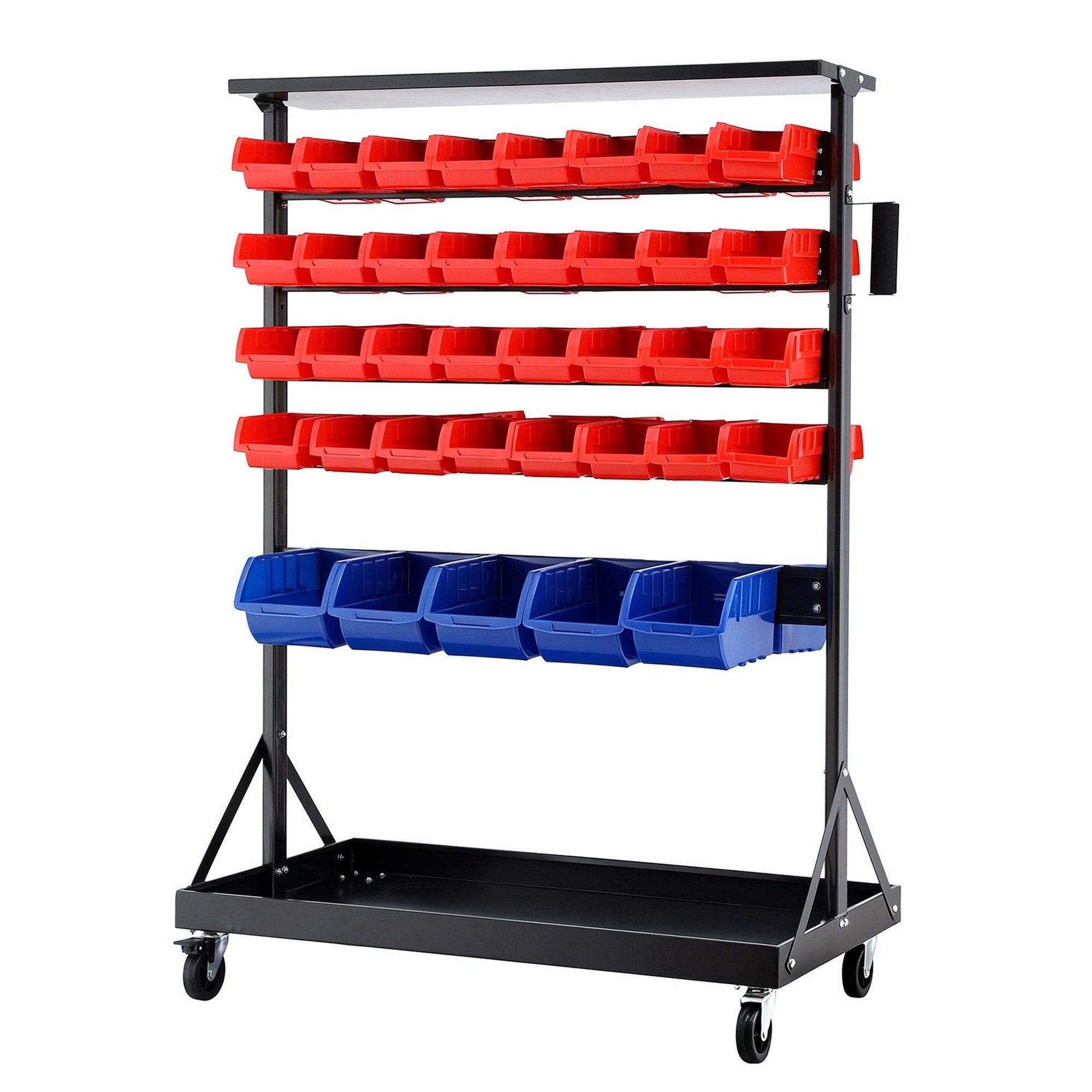 74 Bins Storage Rack Double Sided Mobile Garage Workshop Tools Organizer