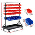 74 Bins Storage Rack Double Sided Mobile Garage Workshop Tools Organizer