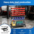 74 Bins Storage Rack Double Sided Mobile Garage Workshop Tools Organizer