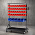 74 Bins Storage Rack Double Sided Mobile Garage Workshop Tools Organizer