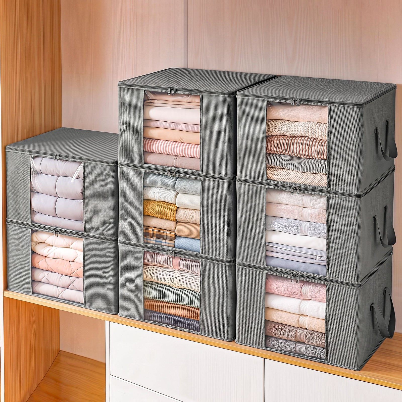 Artiss Blanket Storage Bags Box X8 Clothes Quilt Container 84L Organiser Grey