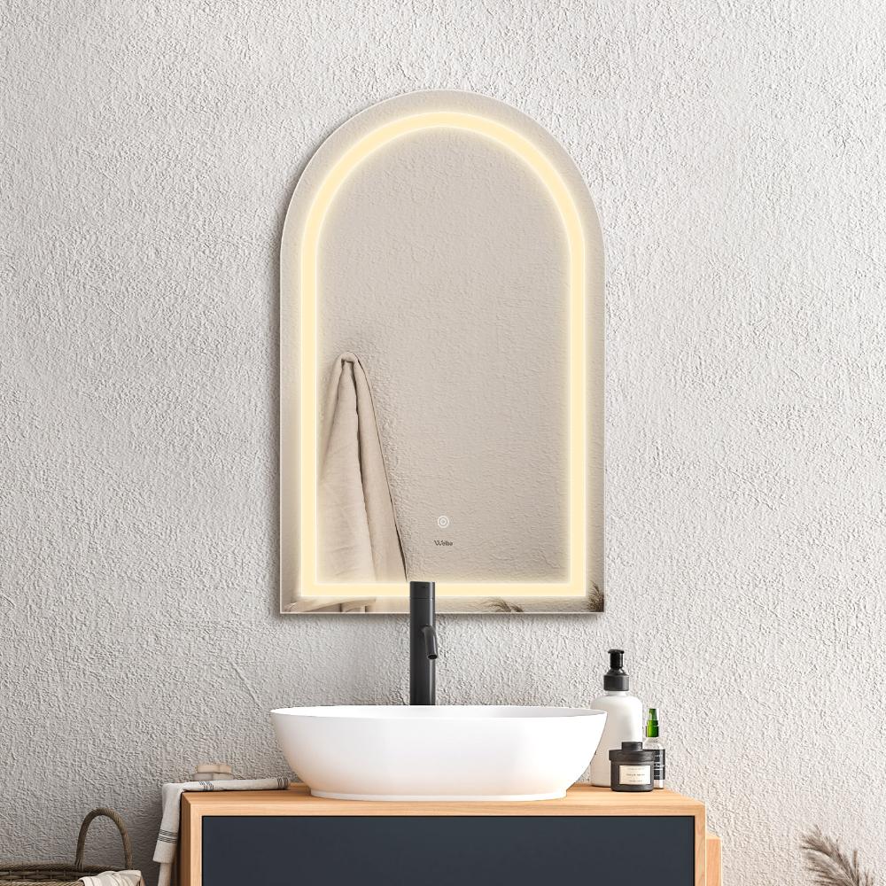 LED Arched Bathroom Mirror Anti-fog Smart 86x50cm