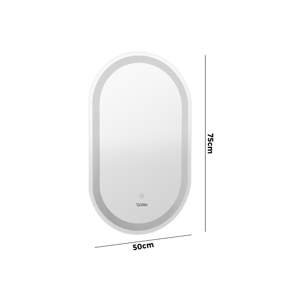 Oval Bathroom LED Mirror 750 x 75cm