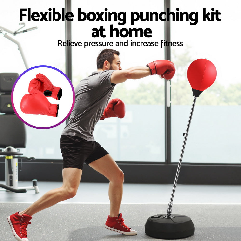 Adult Punching Bag Stand 150cm Adjustable Freestanding with Gloves and Pump