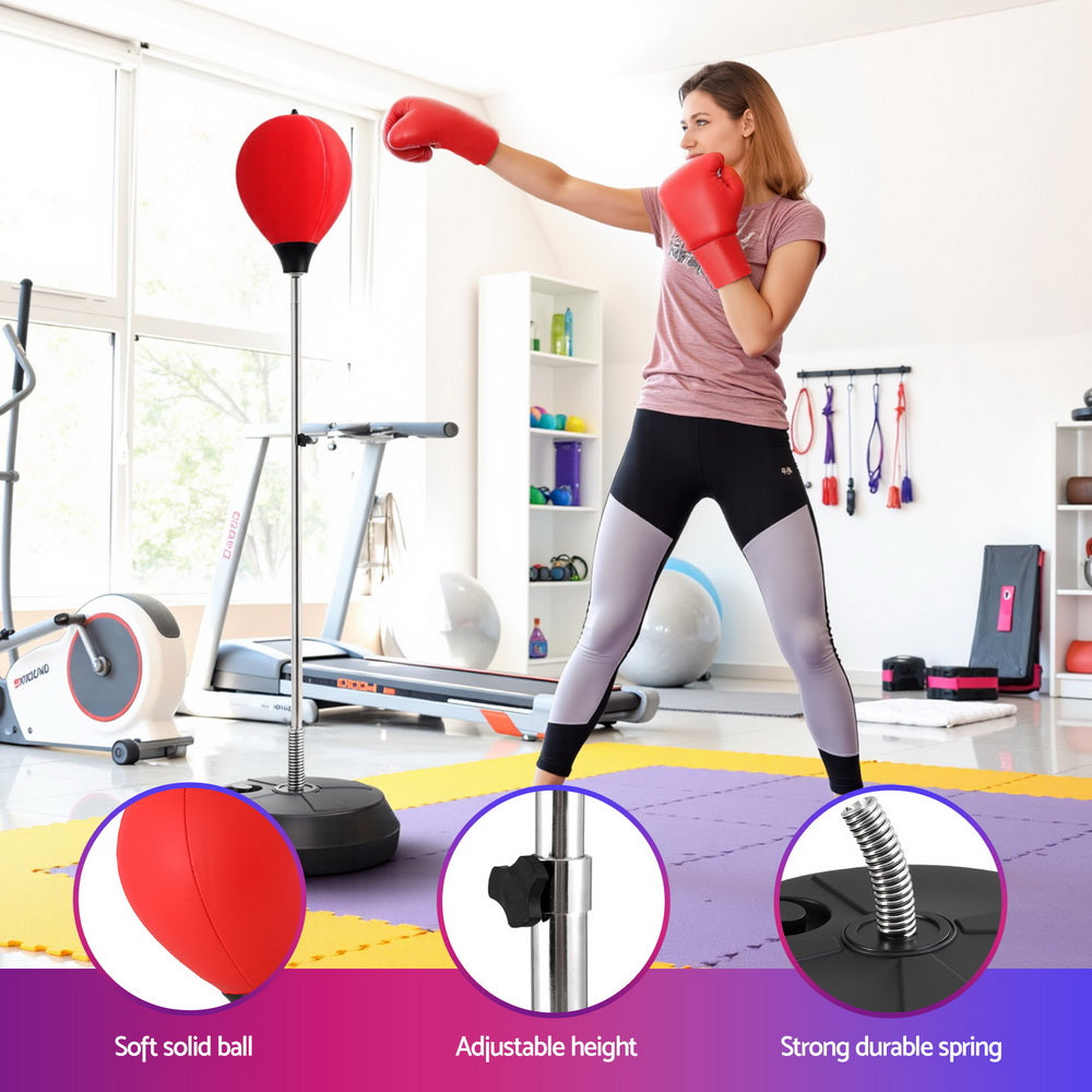 Adult Punching Bag Stand 150cm Adjustable Freestanding with Gloves and Pump