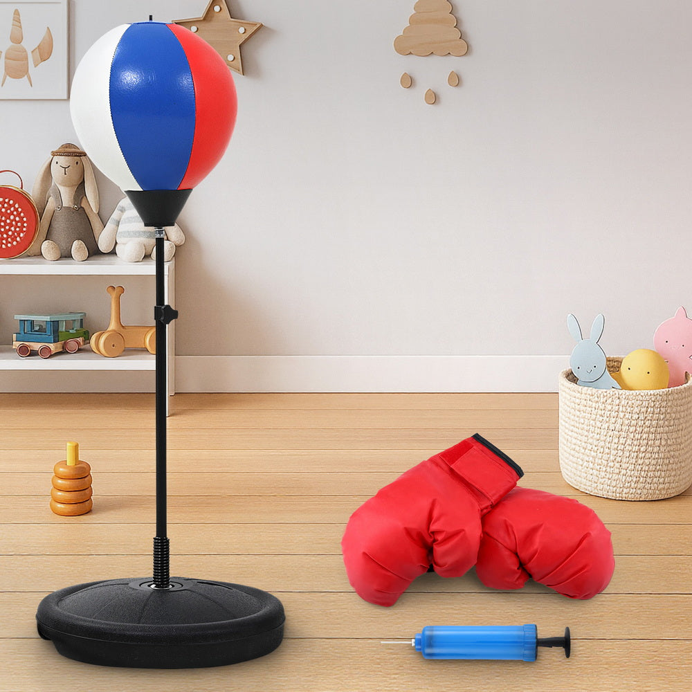Kids Punching Bag Stand Set Adjustable 76-112cm with Gloves & Pump