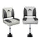 2X Folding Boat Seats with 2X Adjustable Pedestals 34–46cm Marine Swivel Low Back 13cm Padding Charcoal