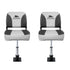 2X Folding Boat Seats with 2X Adjustable Pedestals 34–46cm Marine Swivel Low Back 13cm Padding Charcoal