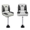 2X Folding Boat Seats with 2X Adjustable Pedestals 55–75cm Marine Swivel Low Back 13cm Padding Charcoal