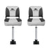 2X Folding Boat Seats with 2X Adjustable Pedestals 55–75cm Marine Swivel Low Back 13cm Padding Charcoal