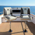2X Folding Boat Seats with 2X Adjustable Pedestals 55–75cm Marine Swivel Low Back 13cm Padding Charcoal