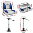 2X Folding Boat Seats with 2X Adjustable Pedestals 34–46cm Marine Swivel Low Back 13cm Padding White Blue