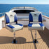 2X Folding Boat Seats with 2X Adjustable Pedestals 34–46cm Marine Swivel Low Back 13cm Padding White Blue