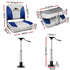 2X Folding Boat Seats with 2X Adjustable Pedestals 55–75cm Marine Swivel Low Back 13cm Padding White Blue