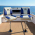 2X Folding Boat Seats with 2X Adjustable Pedestals 55–75cm Marine Swivel Low Back 13cm Padding White Blue