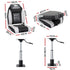 2X Folding Boat Seats with 2X Adjustable Pedestals 34–46cm Marine Seat Swivel High Back 12cm Padding Black