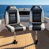 2X Folding Boat Seats with 2X Adjustable Pedestals 34–46cm Marine Seat Swivel High Back 12cm Padding Black